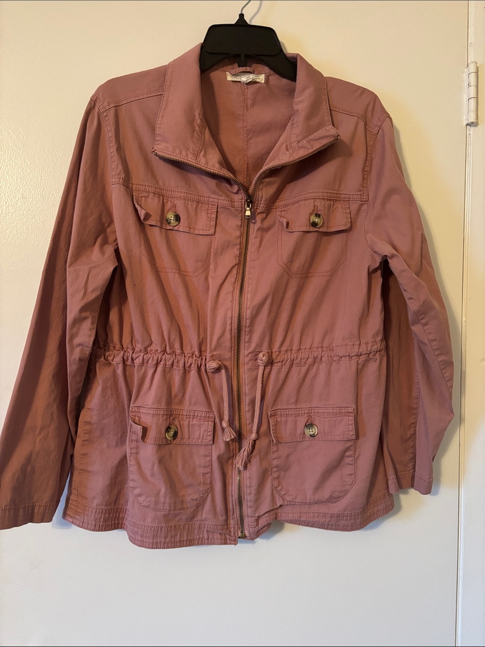 Lightweight Mauve Utility Jacket with Drawstring Waist